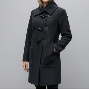 Jill Stuart Wool Blend Duffle Coat In Dark Charcoal Grey | Size 10